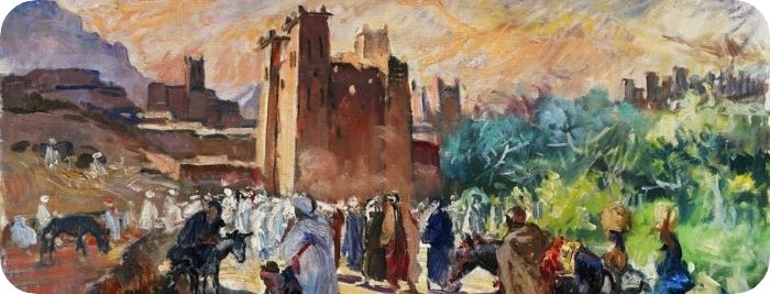 Quadro del Pittore Henri Pontoy / Casbahs du Haut Atlas Marocco